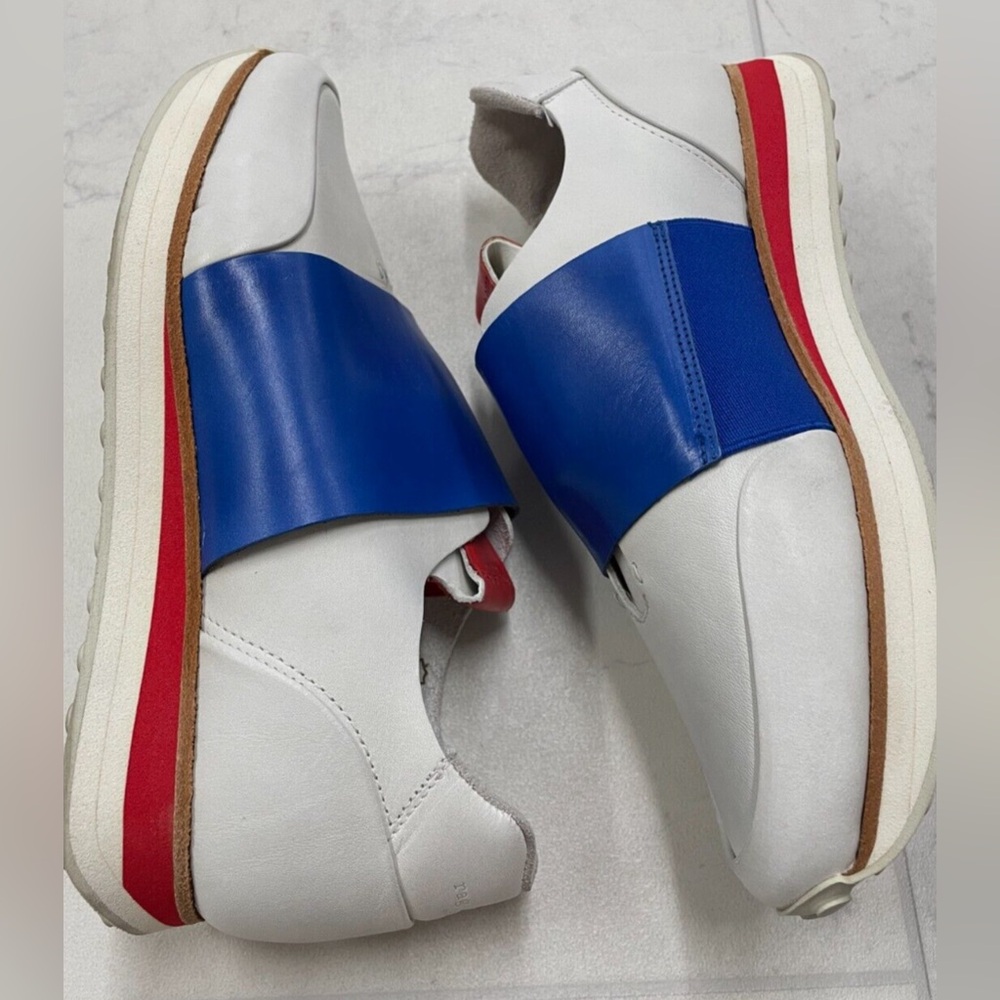 Rag & Bone Dylan Women’s Leather Elastic Runner in White & Blue Size 8.5 - Picture 3 of 14